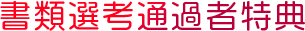 書類選考通過者特典